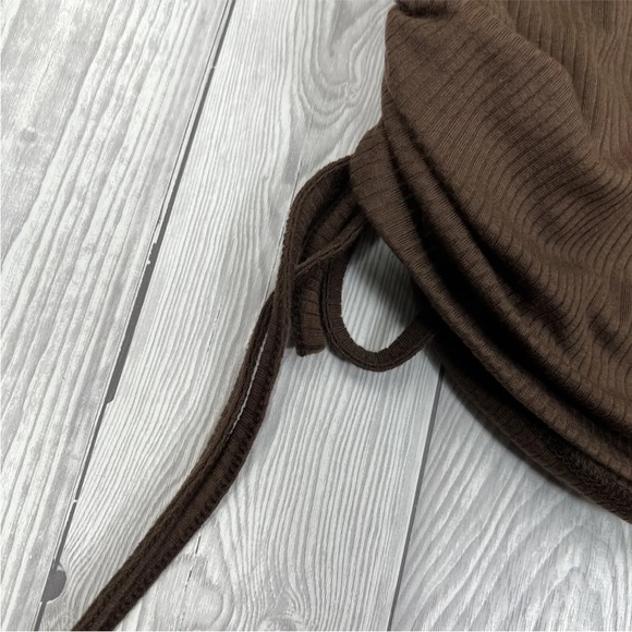 Zara Womens Top Brown UK S Sleeveless Ruched Adjustable Sides Ribbed High Neck - Picture 4 of 16